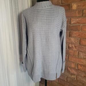 Dress Barn Women's Gray Mock Neck Pullover Textured Long Sleeve Sweater - Size M
